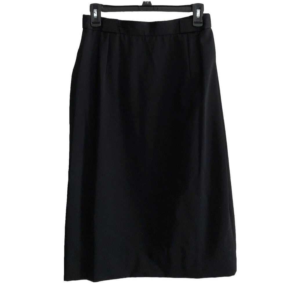 VTG Burberrys Black Wool Suit Womens Sz M Jacket Skirt Set 80s Classic Timeless - Picture 9 of 16